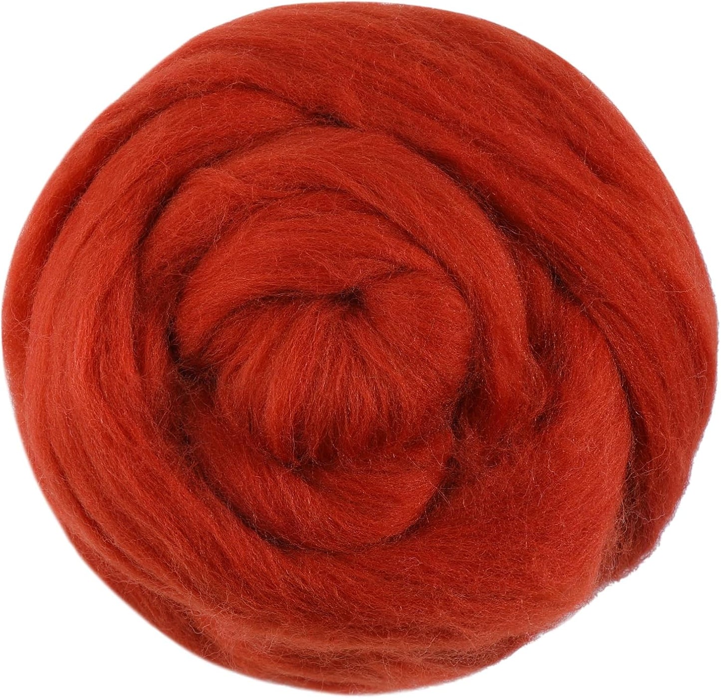 3.53oz Wool Roving Yarn, Fiber Roving Wool Top, Pure Wool, Chunky Yarn, Spinning Wool Roving for Needle Felting Wet Felting DIY Hand Spinning (red-Brown)