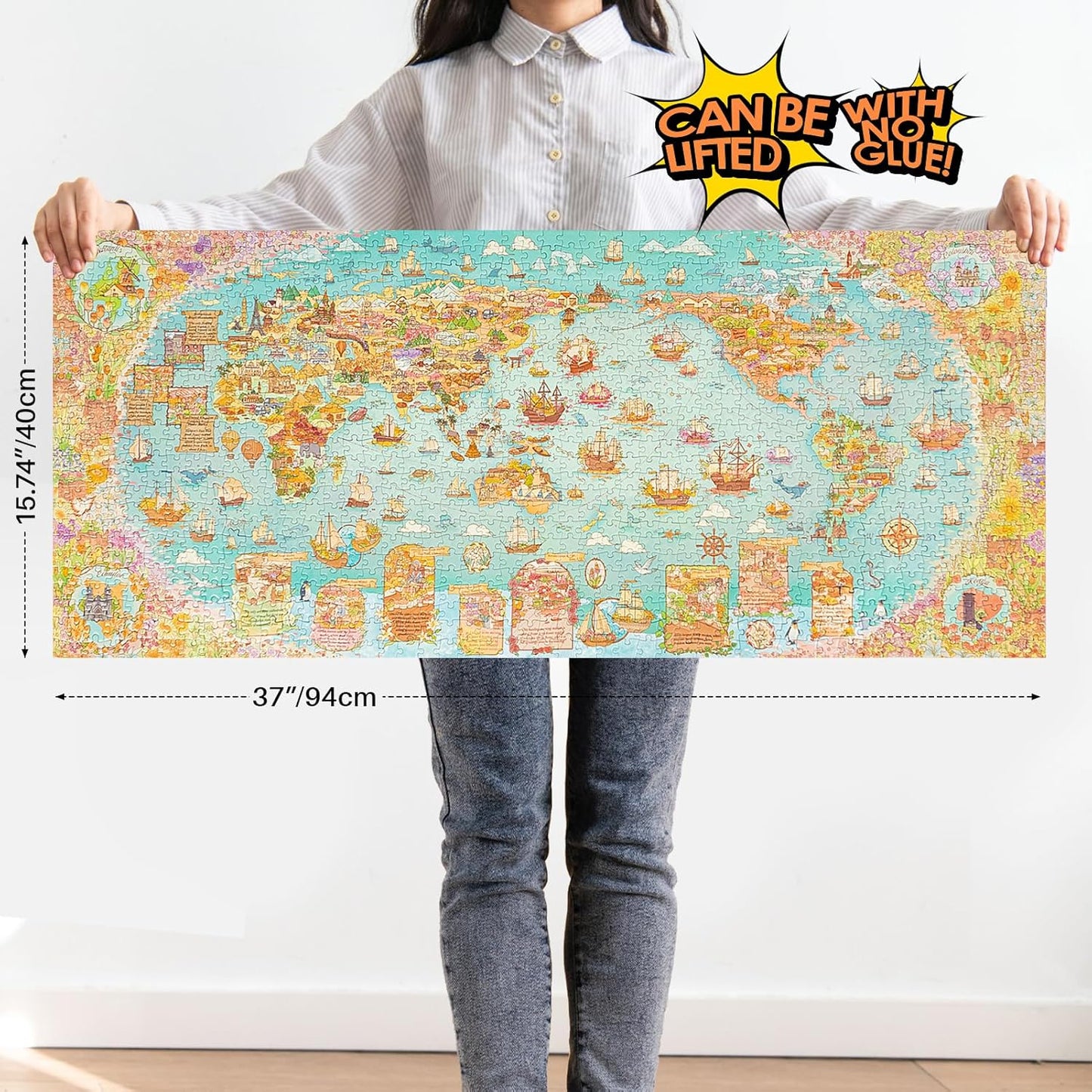 MOMIBOOK Puzzles for Adults 1300 Pieces Jigsaw Puzzles of Flower Great Universal Guide, Painting Image World Map Challenging Hard Impossible Puzzle Unique Funny Party Christmas Birthday Gifts