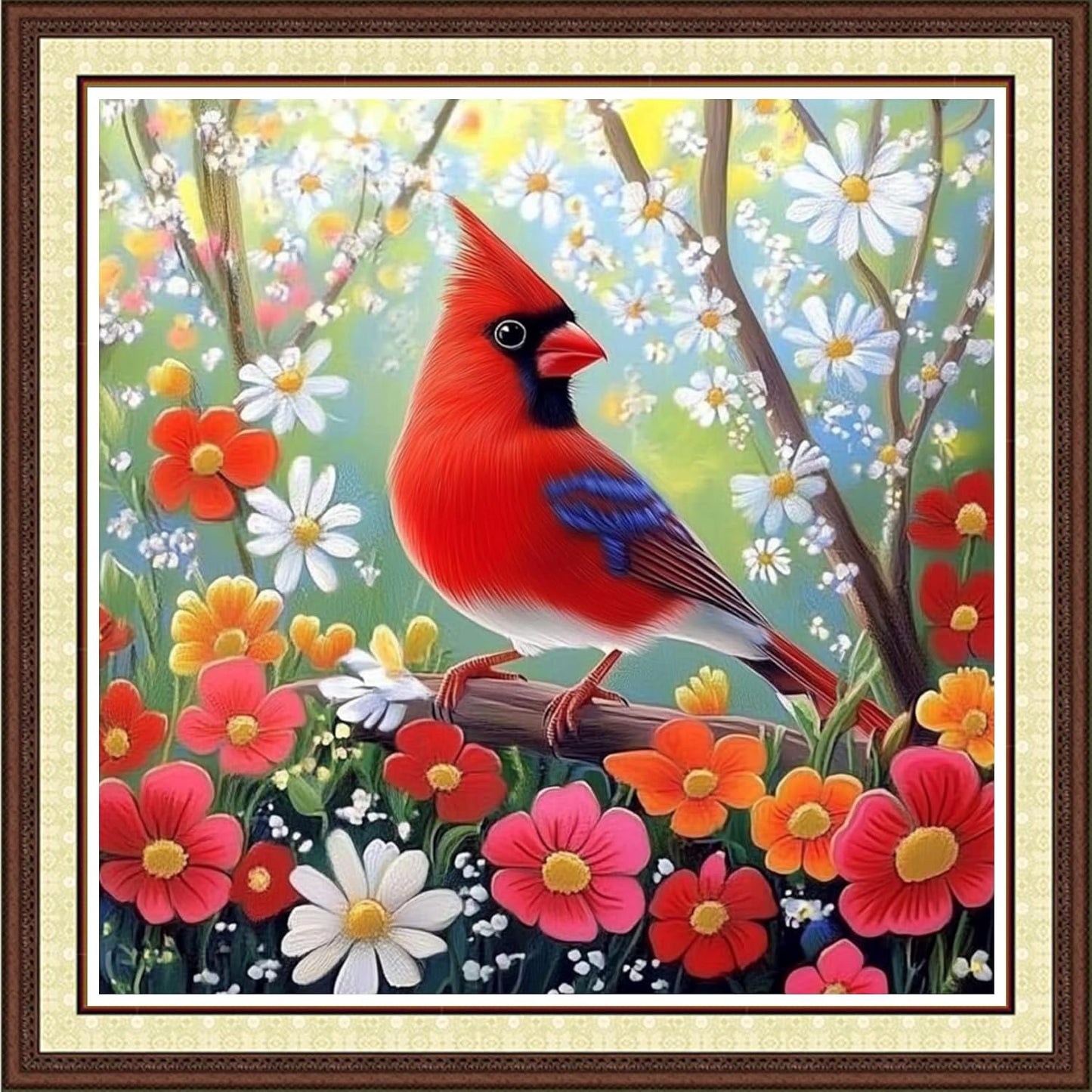 Findvoor Counted Cross Stitch Kits for Adults Full Range of Cross Stitching Embroidery Unprinted Pattern for Beginners, 11CT Needlepoint Kit Patterns Embroidery Kits-Flowers and Birds 18x18 inch