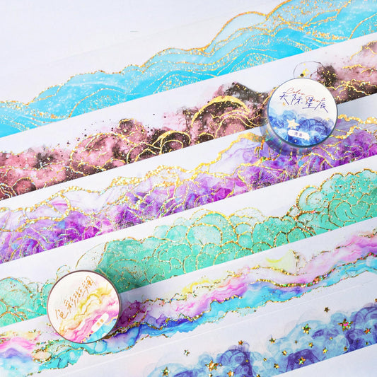 6 Rolls PET Tape Set for Journaling Supplies,Waterproof Washi Tape Stickers for Scrapbooking,Journaling Supplies,DIY Craft(Colour Paradise)