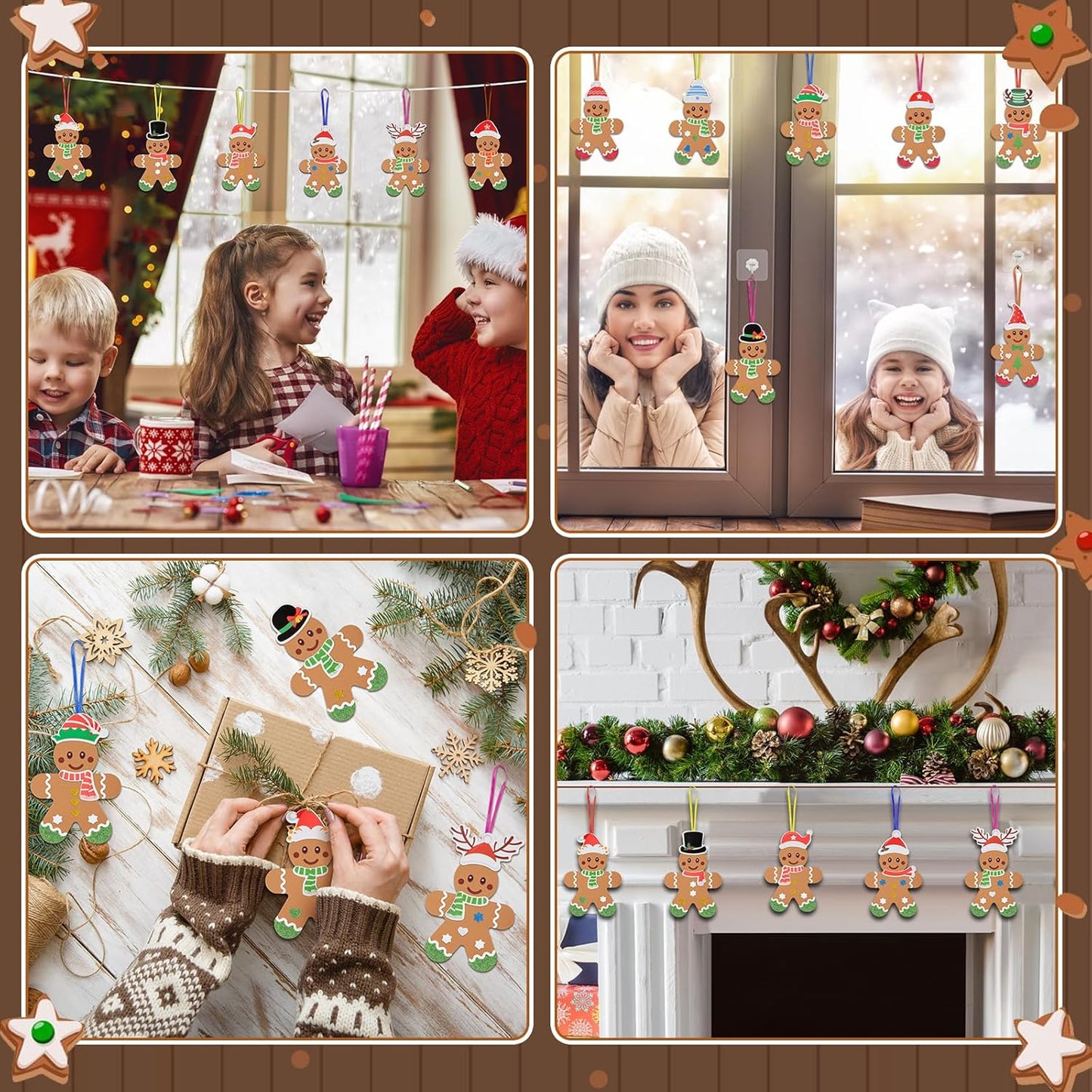 Fennoral 24 Pack Gingerbread Man Craft for Kids Make You Own Gingerbread Man Foam Stickers Ornament DIY Arts and Crafts for Kids Girls Boys Chirstmas Party Supplies Christmas Tree Decoration