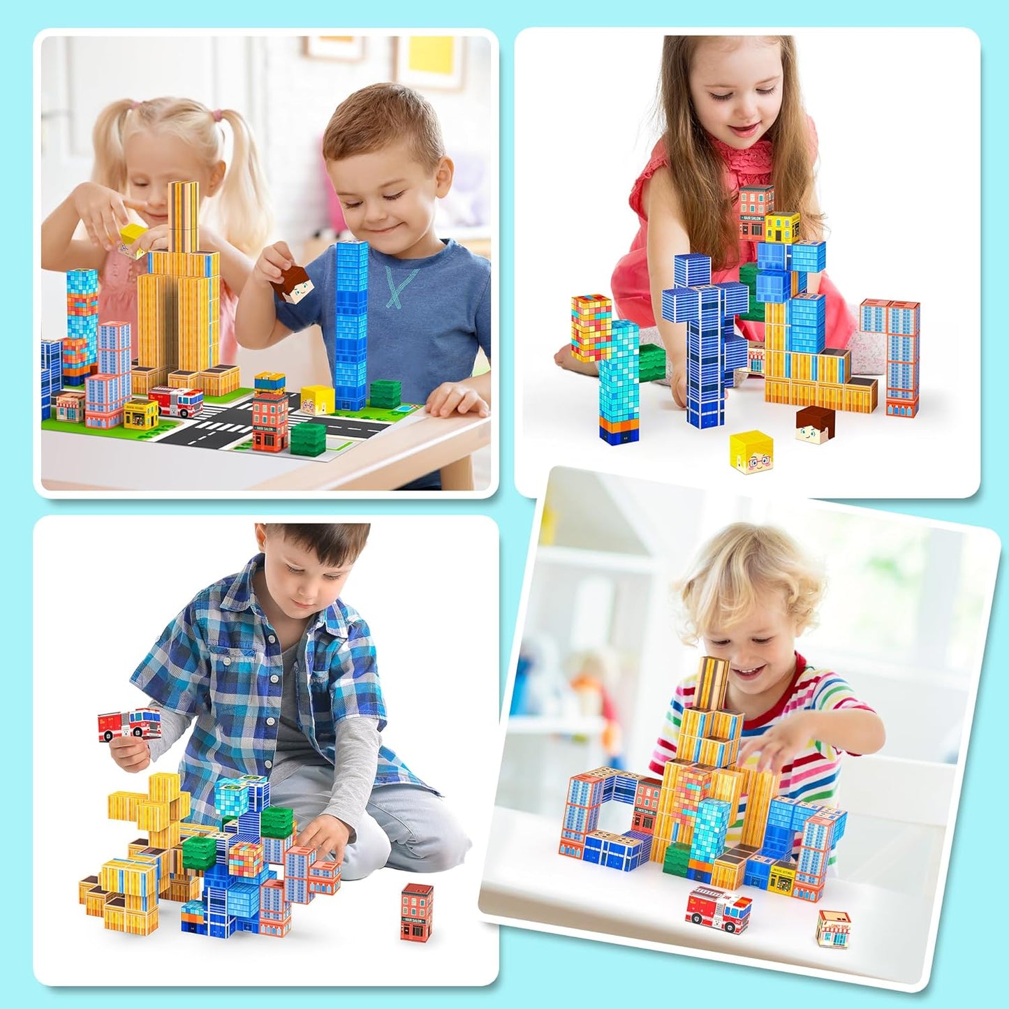 Magnetic Blocks, Modern City Edtion, Magnetic Building Cubes Boys & Girls Toys Age 3-5 4-8 5-7 Sensory Gift for Kids，Magnets Cubes，Upgraded STEM Gift, 1.2 Inches,