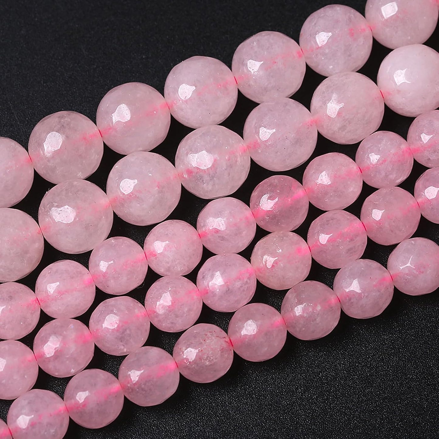 60pcs 6mm Natural Rose Pink Quartz Crystal Faceted Stone Beads for Jewelry Making Energy Healing Power Stone Beads DIY Bracelet Necklace Accessories 15" (6mm, Faceted Rose Quartz)