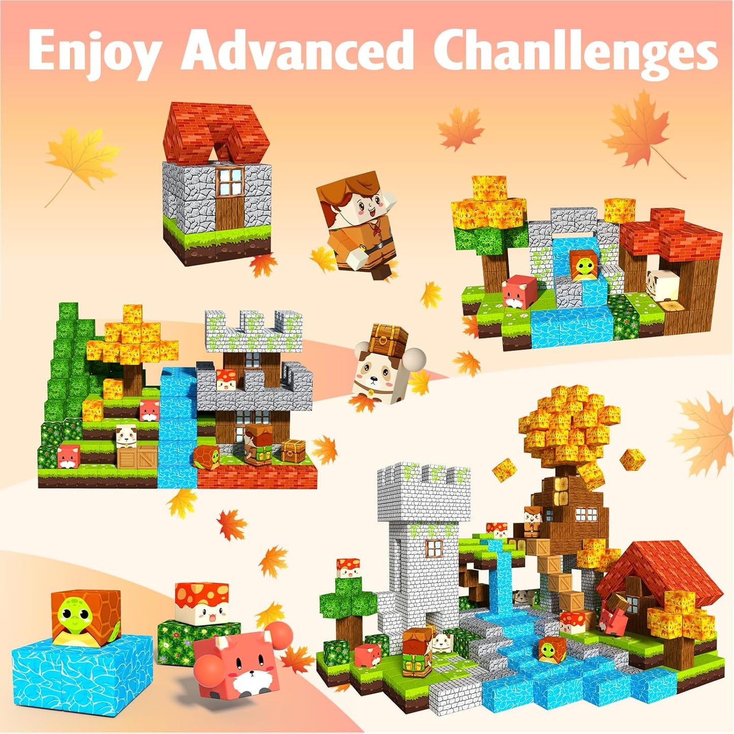 Magnetic Blocks,Magnet Building Blocks for Kids, STEM Sensory Travel Toys with Magnetic Cubes, Montessori Toddlers Educational Toys for Boys & Girls 4-8 5-7 8-12 Years Old Birthday Gifts