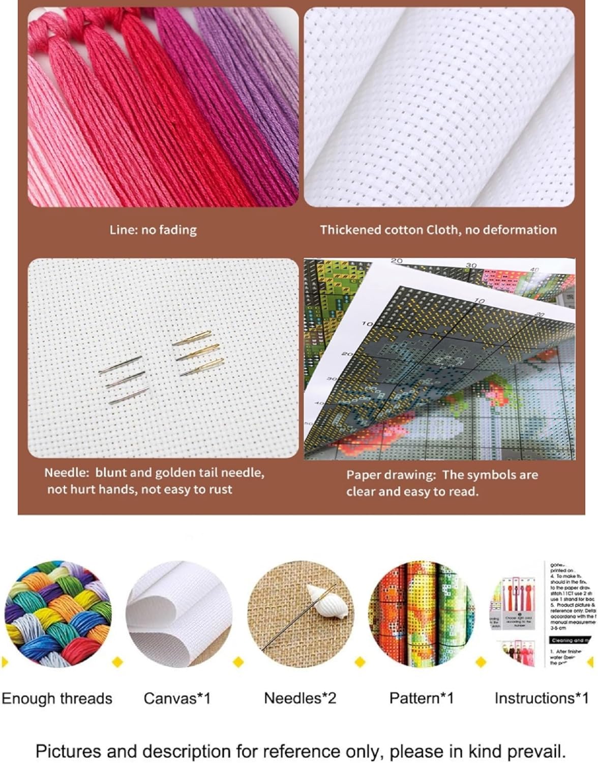 Findvoor Counted Cross Stitch Kits for Adults Full Range of Cross Stitching Embroidery Unprinted Pattern for Beginners, 11CT Needlepoint Kit Patterns Embroidery Kits-Drinking Tea Tree 18x18 inch