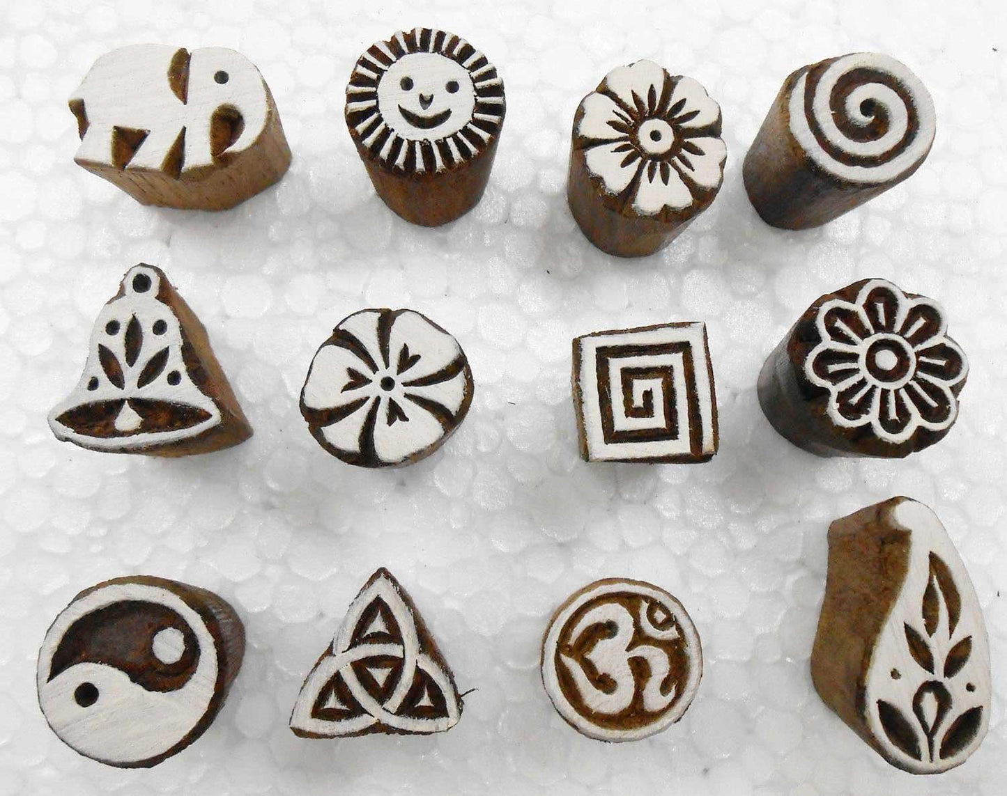 Craftsofindia® Wholesale Lot of 12 Exotic Small Wooden Block Stamps for Textile Printing/Henna Tattoo/Scrapbooking/Designing Saree Border