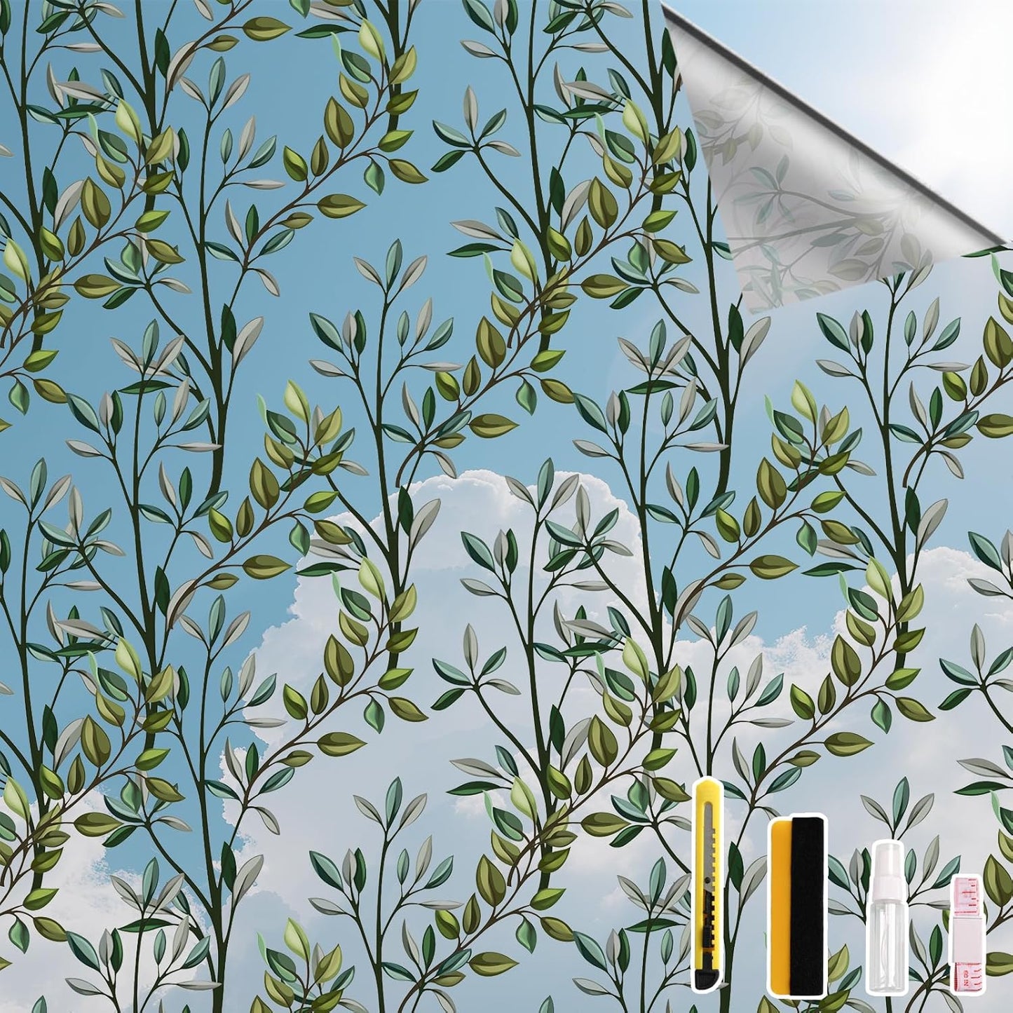 NINETREX One Way Window Privacy Film, Daytime Privacy Static Cling Sun Blocking Anti UV Reflective Window Tint for Home and Office 23.6 x 78.7 inches, Silver Leaf