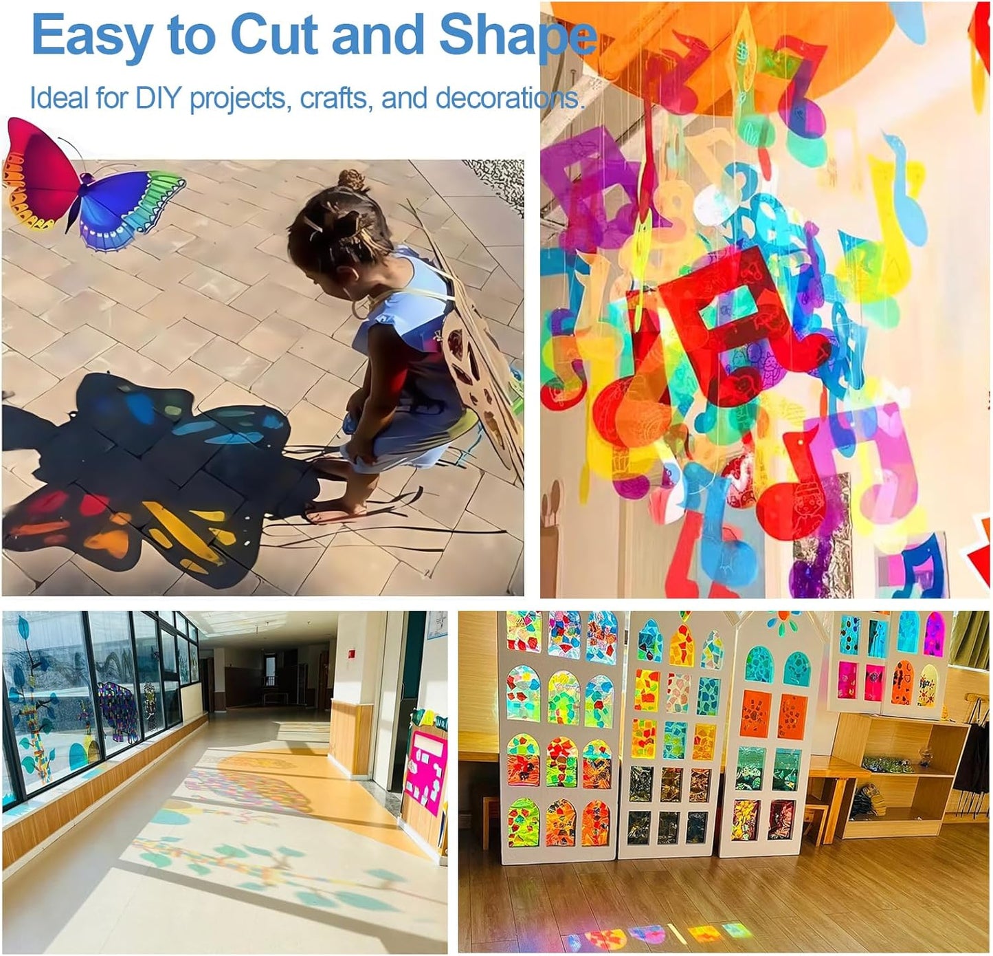 120 Pcs Colored Cellophane Sheets, Cellophane Wrap Paper Color Cello Sheets for Crafts(7.5x7.5 Inches)