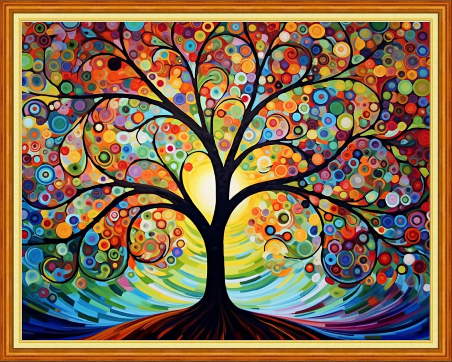 Foxhool Beginners Cross Stitch Kits Stamped Full Range of Embroidery Kits for Adults DIY Cross Stitches kit Embroidery Patterns for Needlepoint kit-Starry Sky Tree 16x20 inch