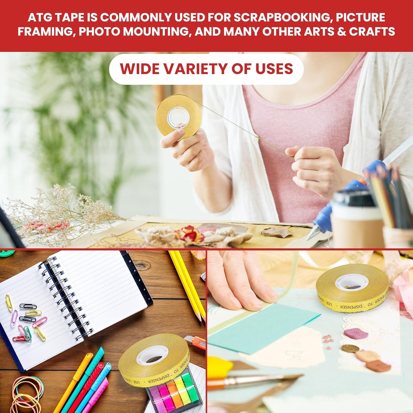 GGR Supplies T.R.U. ATG-7502 ATG Tape (Acid Free Adhesive Transfer Tape): 1/4 in. Wide x 36 yds. (Pack of 24)