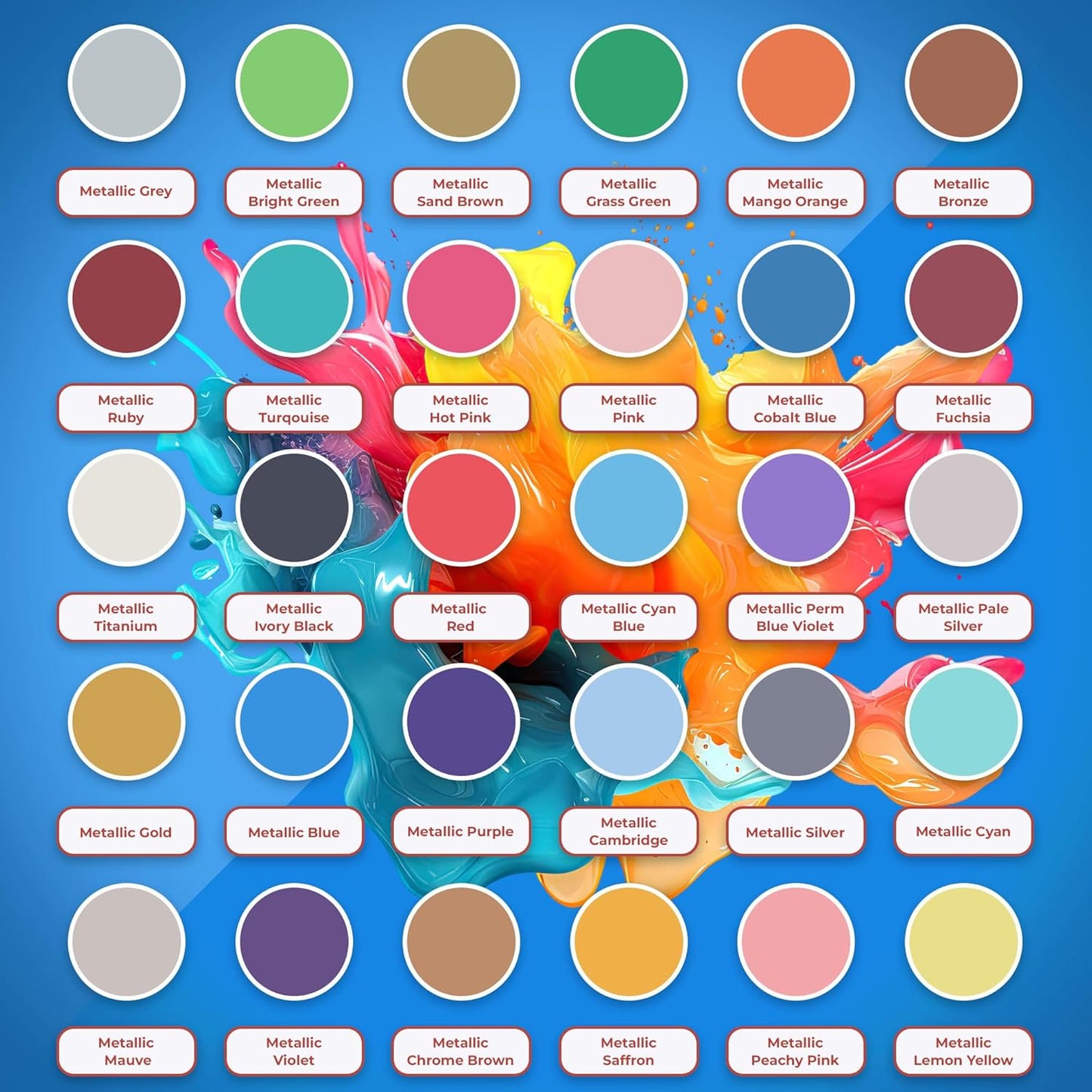 Acrylic Pouring Paint Set - 30 Basic, Neon, Metallic, and Pastel Colors - Easy To Use & Ready To Pour Acrylic Paint for Canvas, Paper, Wood, and More - 2 Ounce Bottles