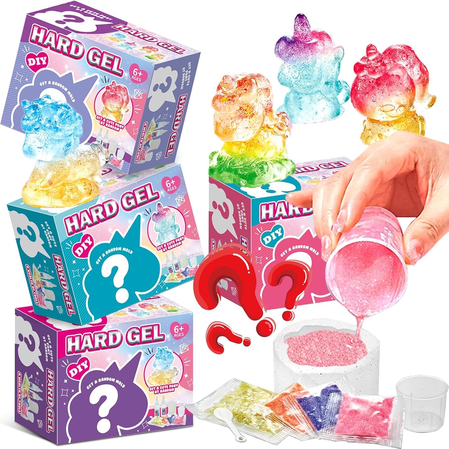 ULIONTAC Hard Gel DIY Unicorn Shaped - Blind Box Epoxy Resin Kit Plastic Molding Decoration Shining Powder