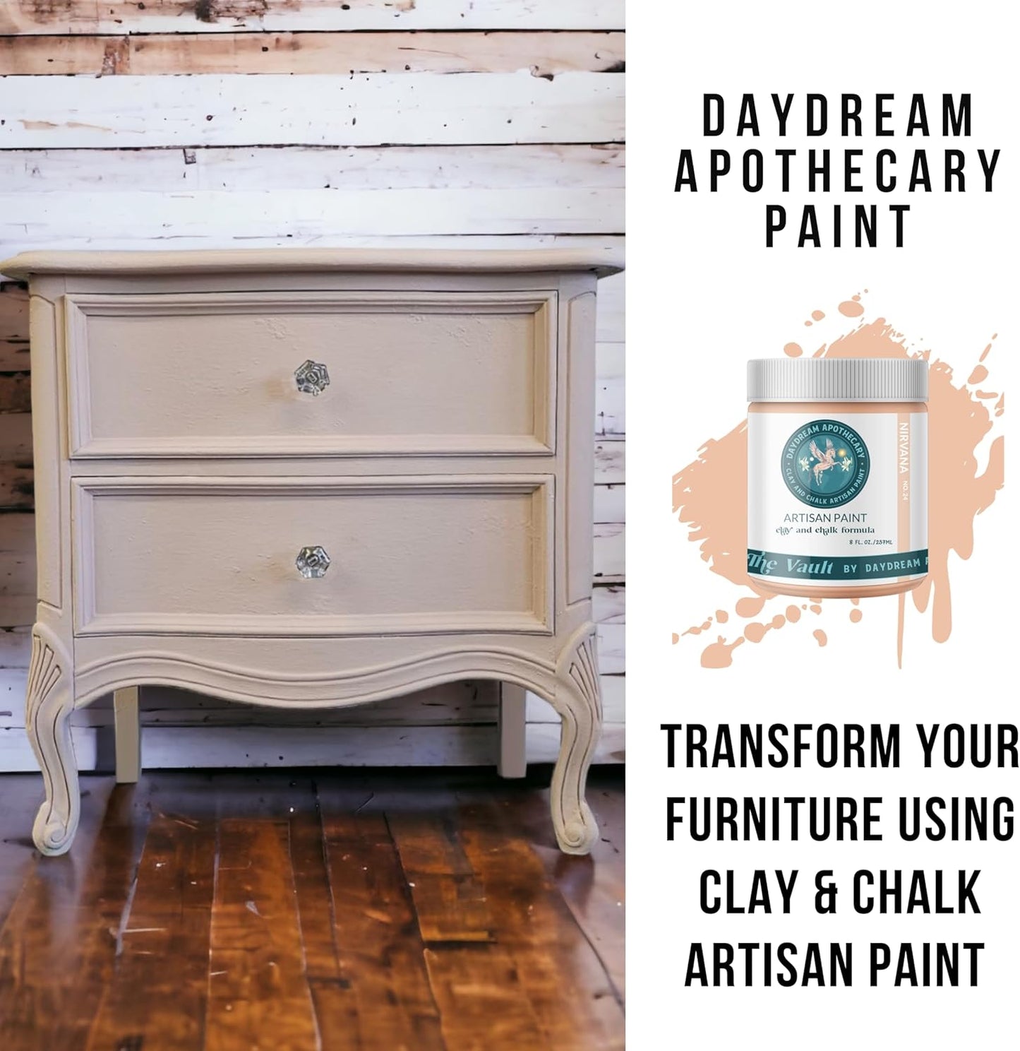 Daydream Apothecary Premium Chalk Style Paint for Furniture, Home Décor, Wood, DIY Interior Projects, Quick Dry, No Prep or Prime Needed, Matte Blush Pink - 8oz