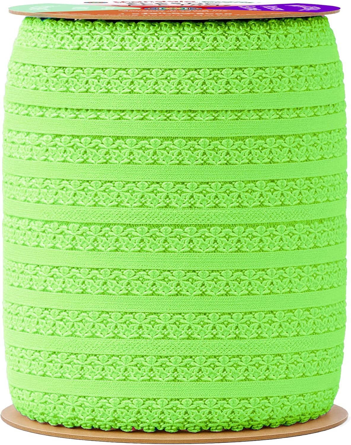 Mandala Crafts Lime Green Stretch Lace Soft Elastic Trim Roll - 55 Yards 1 Inch Wide Stretchy Frilly Picot Ribbon for Sewing Lingerie, Headbands, Underwear, and Crafts