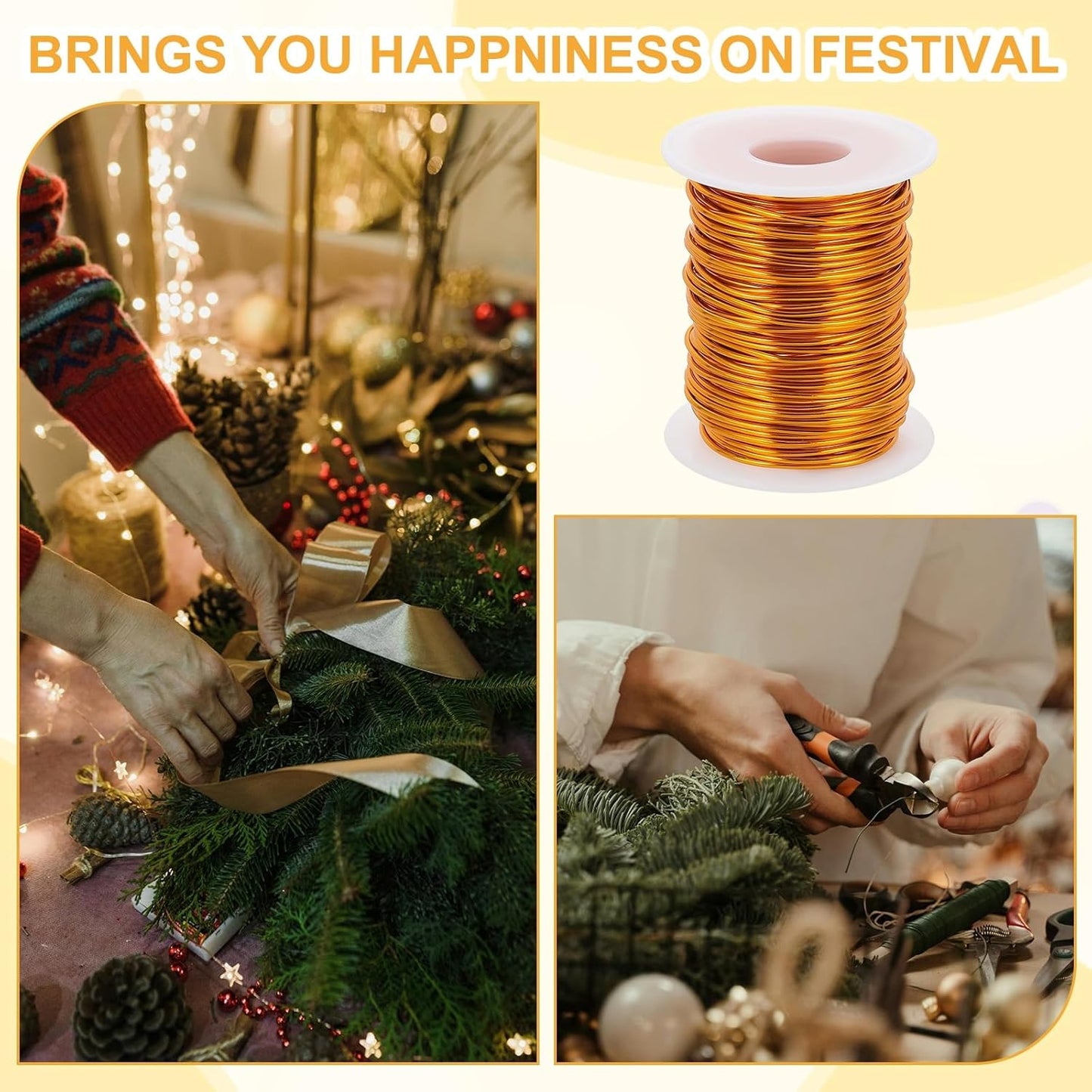 uxcell 16 Gauge / 1.5mm Anodized Aluminum Wire for Jewelry Craft Making, 102 Feet Bendable Flexible Wire for DIY Home Decor Gardening Sculpture, Gold