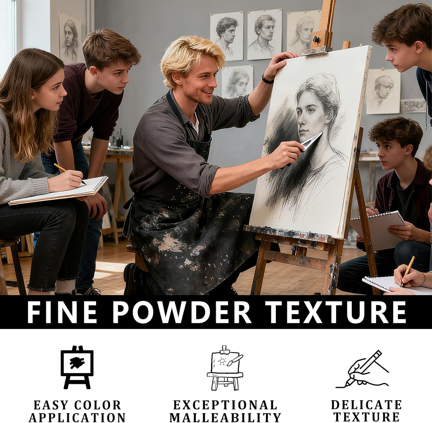 Charcoal Powder for Drawing - Fine Art Charcoal's for Sketching, Shading & Blending - Professional Charcoal Art Supplies for Artists (8 Ounces)