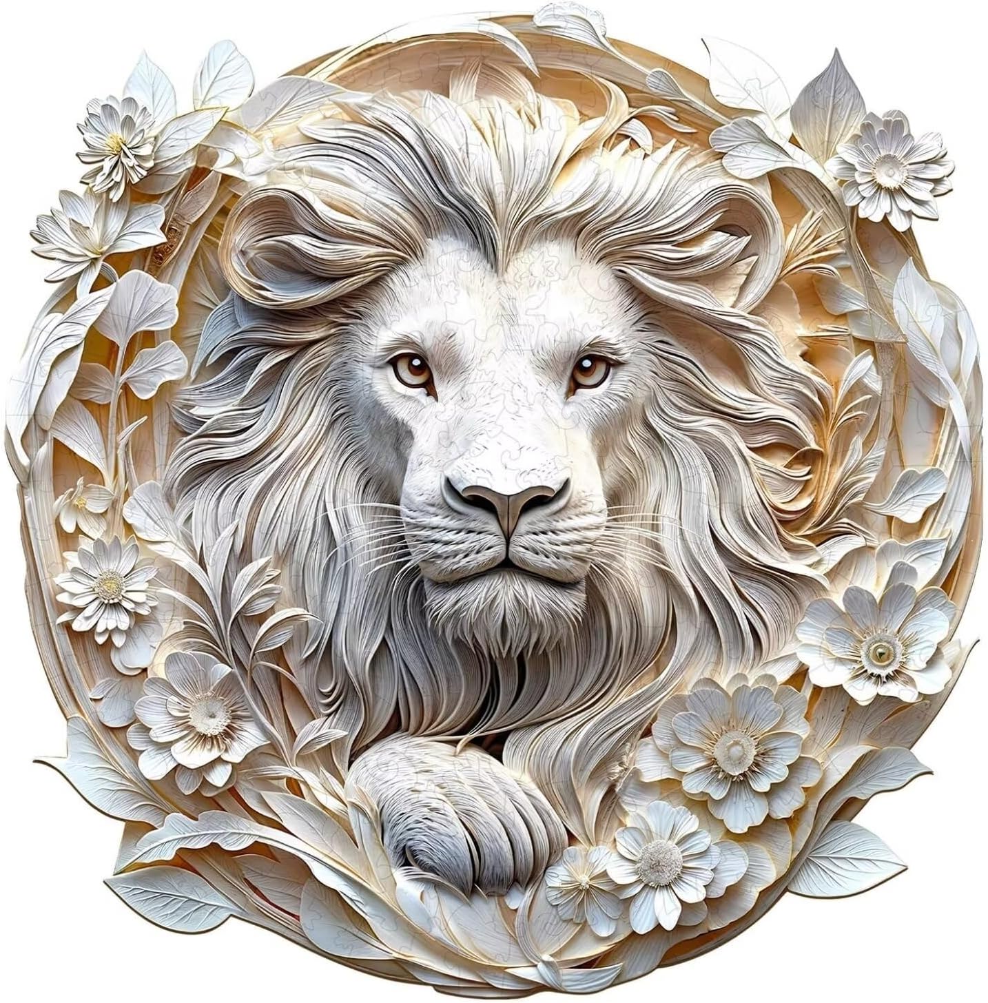 Wooden Puzzles Adults, 3D Paper Lion Wooden Puzzles 200 Pieces, Unique Animal Shaped Wood Challenging Jigsaw Puzzles Gifts for Adults, 11.4x11.2in