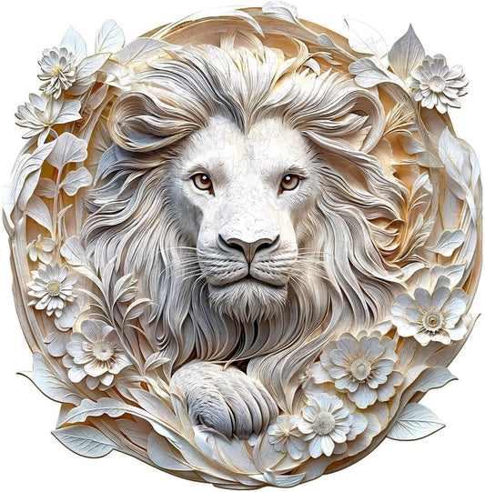 Wooden Puzzles Adults, 3D Paper Lion Wooden Puzzles 295 Pieces, Unique Animal Shaped Wood Challenging Jigsaw Puzzles Gifts for Adults, 13.4x13.2in