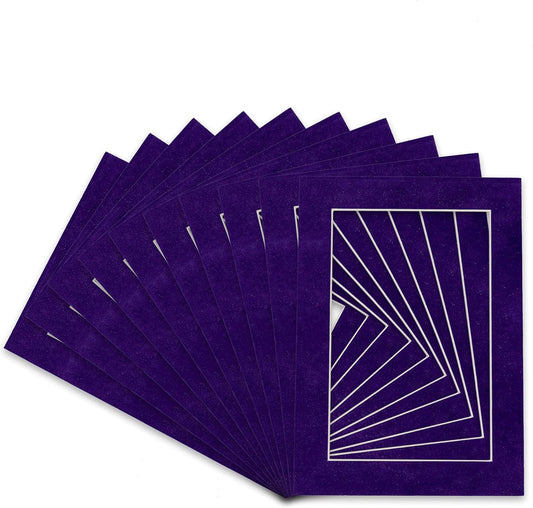 Pack of 25 Acid Free 11x14 Mats Bevel Cut for 8.5x11 Photos - Purple Crocus Suede Precut Matboards For Pictures, Photos, Framing - 4-ply Thickness