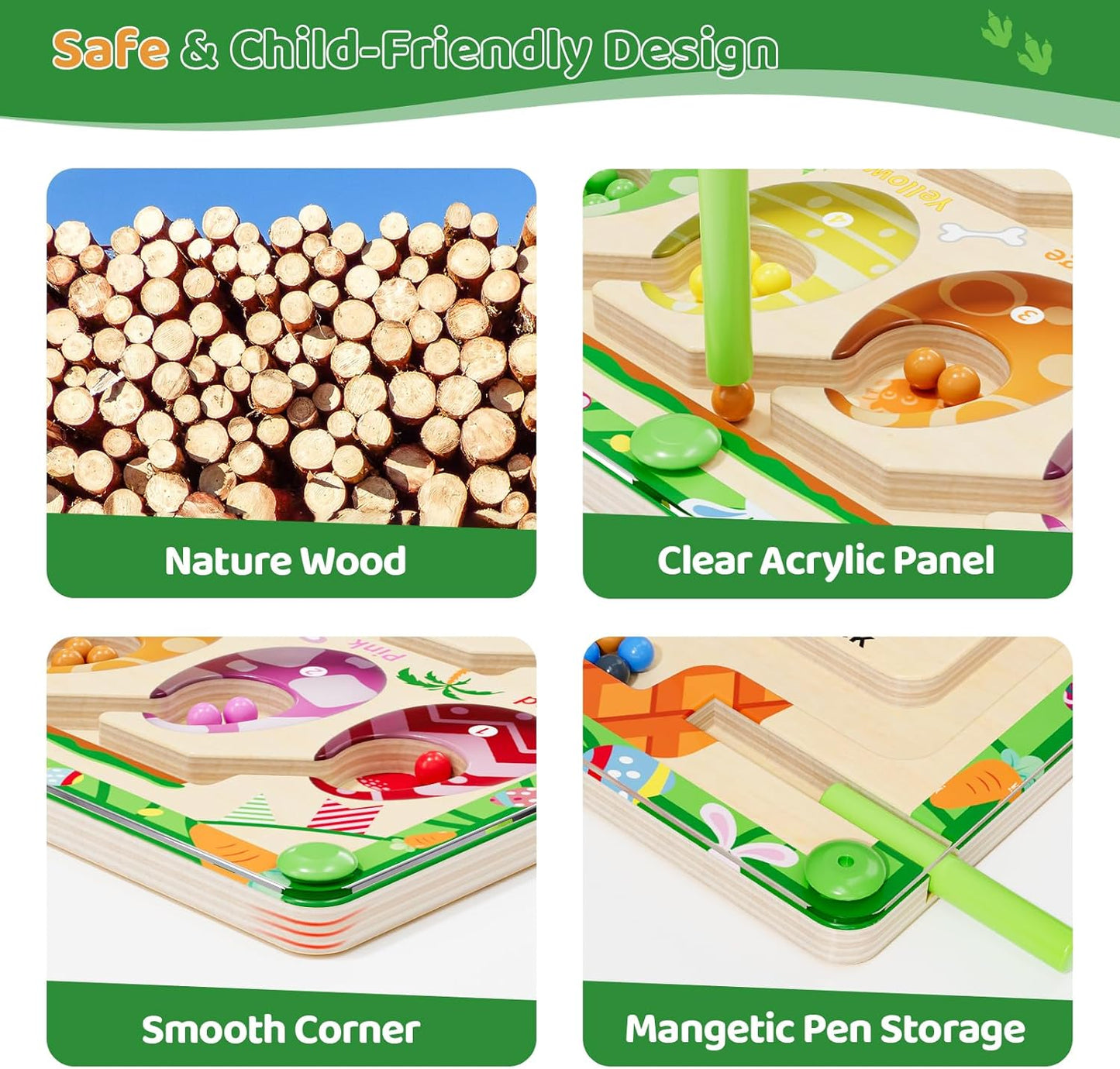 Magnetic Color and Number Maze,Dinosaur Eggs Montessori Toys for 2 3 4 5 Year Old,Counting Matching Learning Toys,Easter Birthday Gifts for Kids