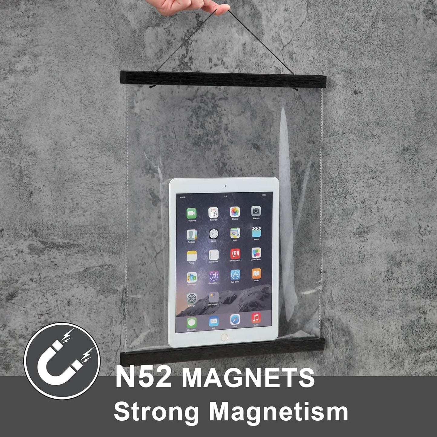 WITCOLOR Magnetic Poster Hanger Frame, Black Magnet Poster Frames 9x11 9x27 9x12 9x13 Poster Holder for Paintings, Photos, Maps, Scrolls, Picture, Canvas Works and Christmas Prints