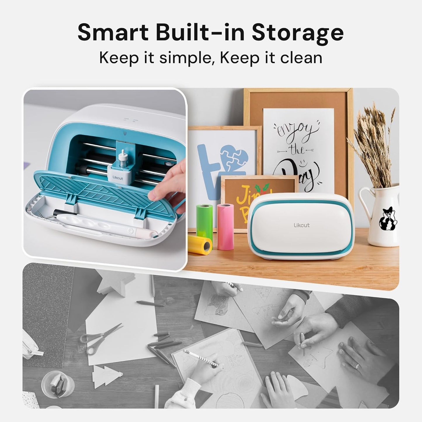 Likcut Vinyl Cutter Machine, Smart Sticker Maker Glee S501 for DIY Joy, Portable Cutting Tool for Crafting Beginner, Compact Design for Home & School Craft Projects, DIY Home Decor, Blue