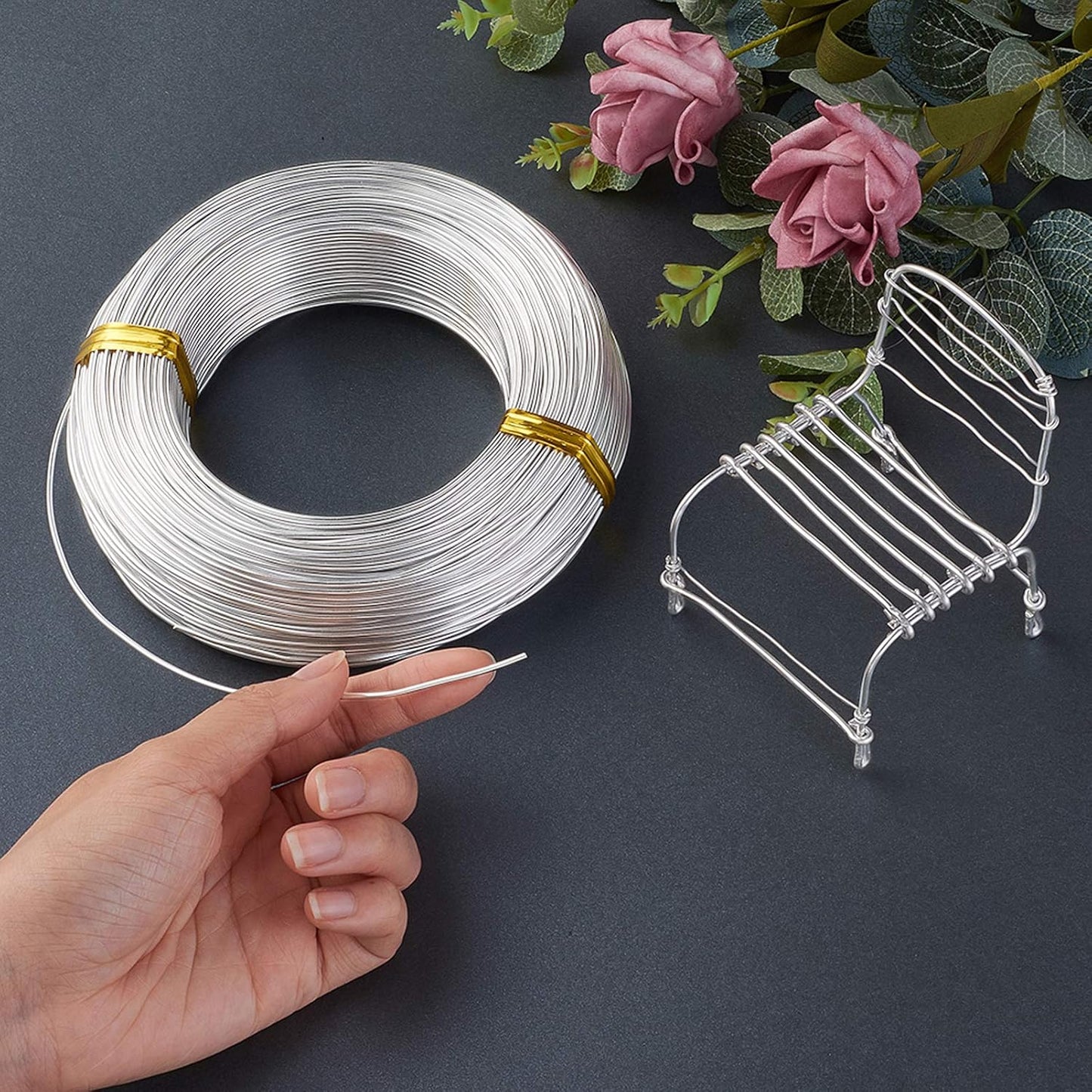 Fashewelry 328 Feet 15 Gauge Aluminum Wire Silver Bendable Metal Craft Wire for Beading Jewelry Craft Making