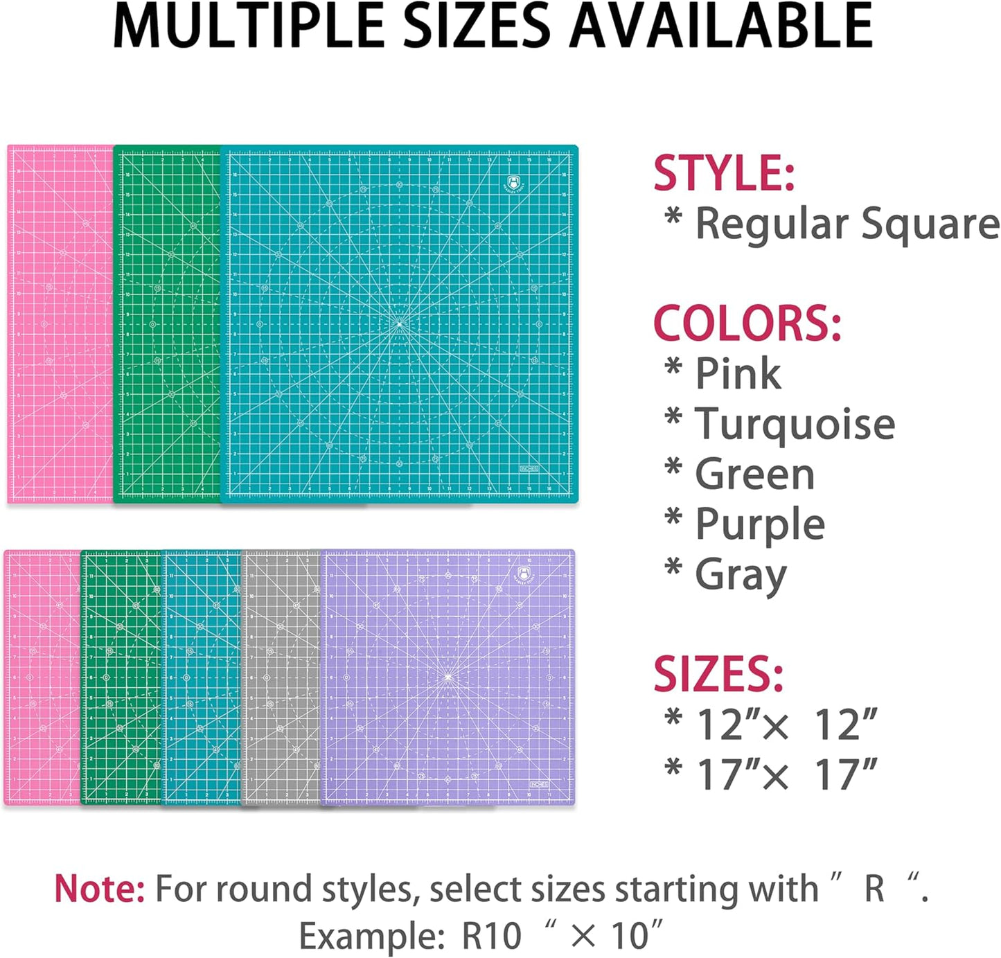 Headley Tools 12"x12" Rotating Cutting Mat, Self Healing Mat with 360-Degree Rotation & Anti-Slip Base, Sewing Board Cutting Mat Perfect for Fabric Quilting Leather Hobby Project，Pink
