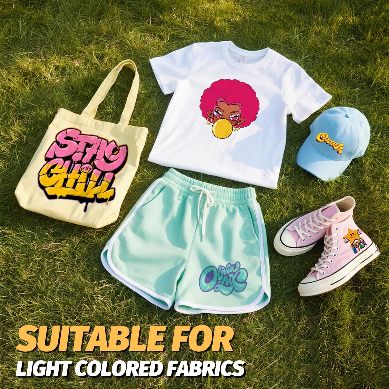 Lovein Pinkie Iron on Heat Transfer Paper for T Shirts (10 Sheets, 8.5x11'', Light Plus) Printable Heat Transfer Vinyl for Laserjet & Inkjet Printer Iron on Transfers Paper for Light Fabric (PK-L3-10)