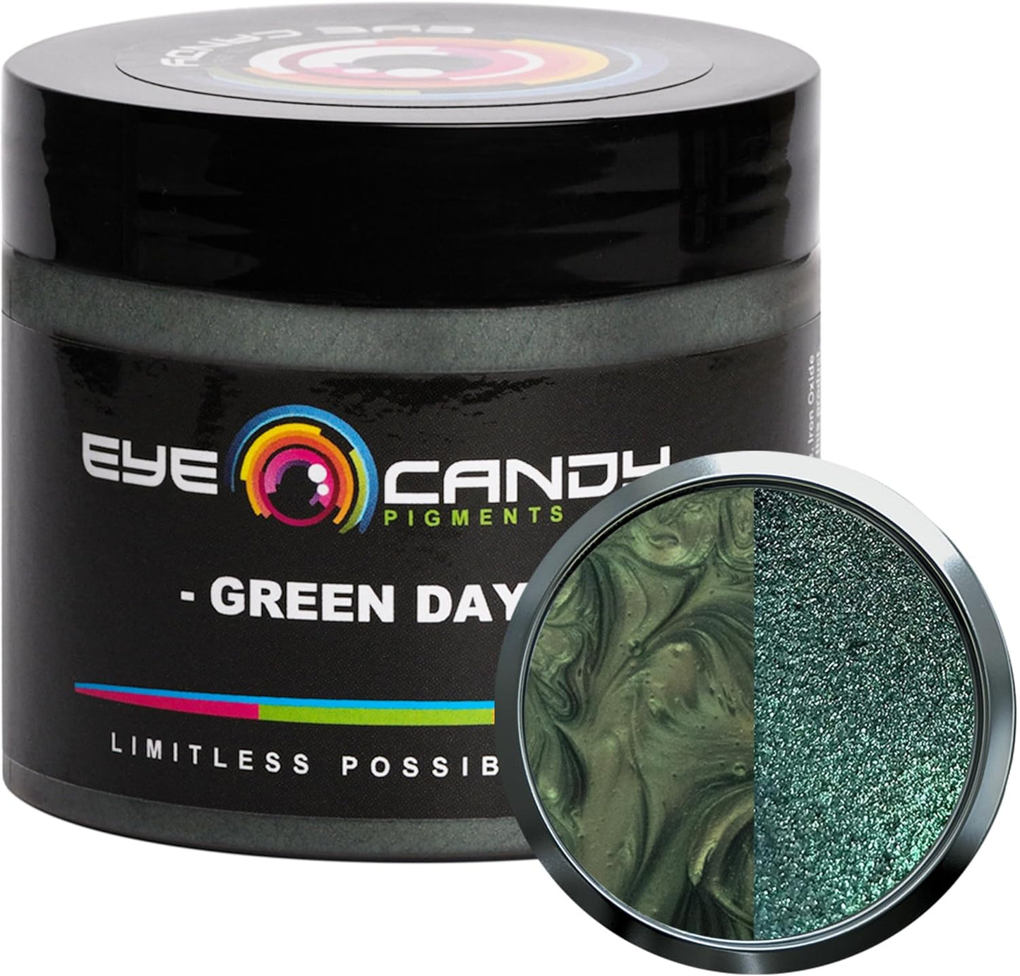 Eye Candy Pigments Premium Green Mica Powder - Green Day (50gr) - for Epoxy, Resin, Soap, Paint, Woodworking, Acrylic Pouring, Bath Bombs, Fishing Lures - DIY Arts and Crafts Additive