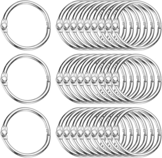 PATIKIL 1" x 1.22" Loose Leaf Binder Rings, 30 Pcs Metal Book Rings Nickel Keychain Ring for Paper Index Cards Flash Card Notebook Rings Office Home Book Binder, Silver Tone