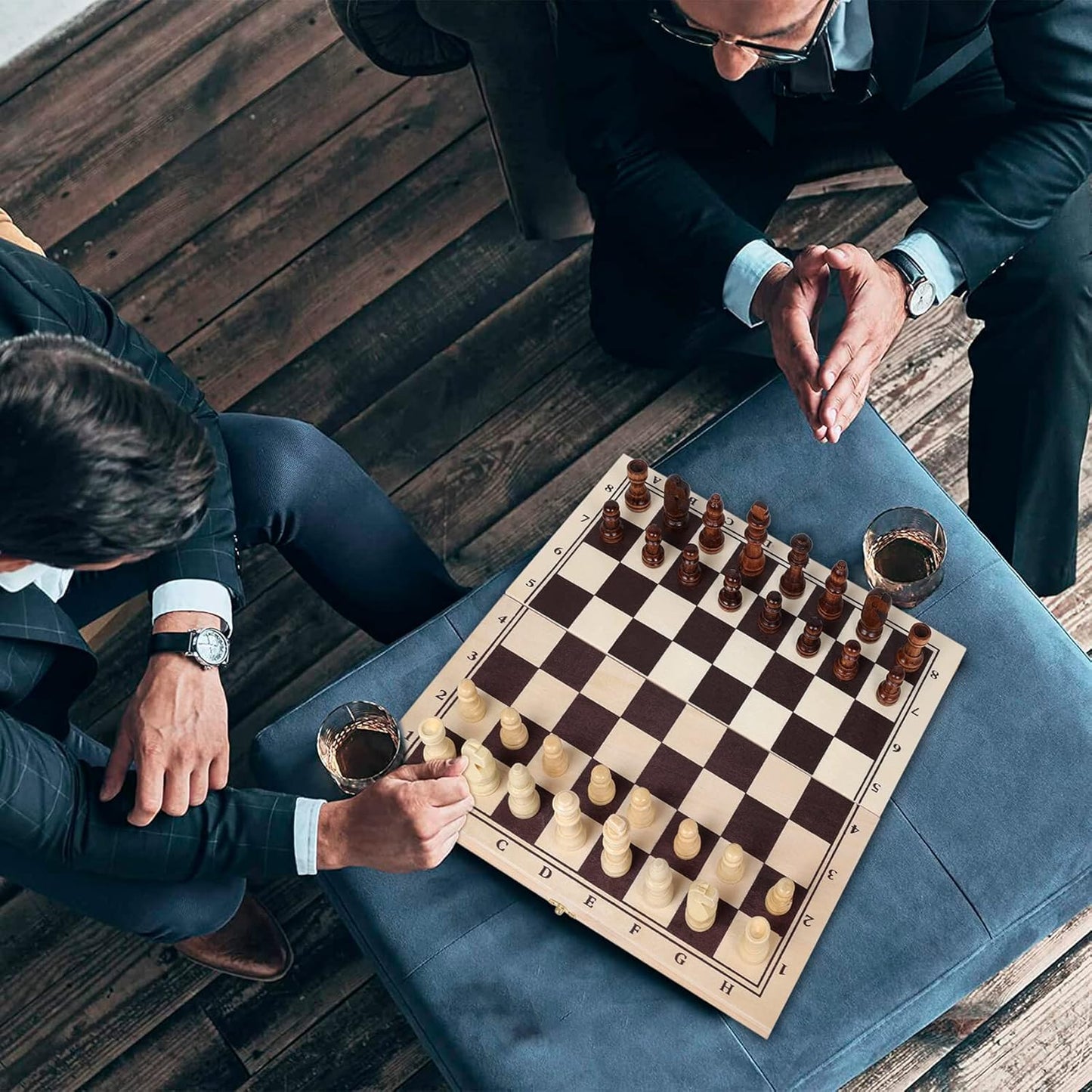 GOTHINK Wooden Chess, Checker, and Backgammon 3 in 1 Board Game Set,Classic Traditional Travel Night Toy and Game Gift Set for Kids Adults Senior Family