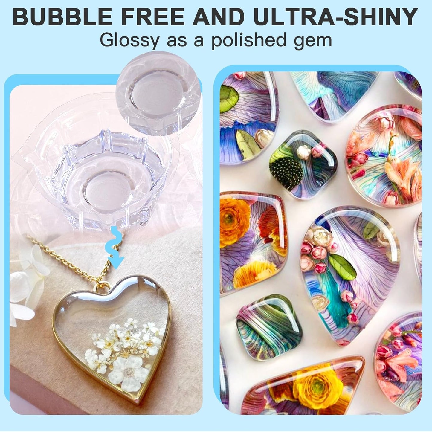 JDiction 1000g UV Resin, Ultra Clear Advanced Resins Solar Cure Hard UV Resin Kit for Jewelry Making, Casting and Coating & DIY Crafts