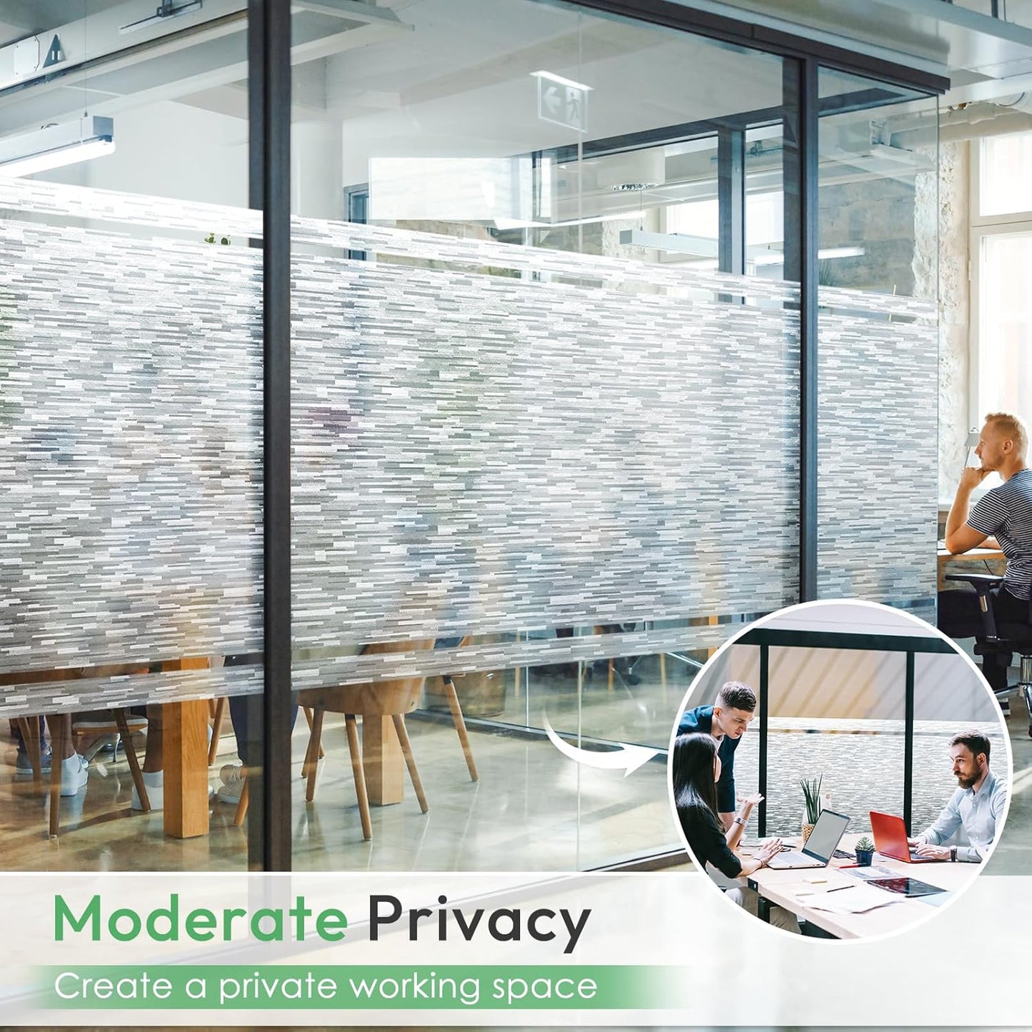 Homein Window Privacy Film, Frosted Glass Window Film Decorative, Non Adhesive Glass Clings, UV Blocking Static Cling Front Door Coverings, Removable Privacy Sticker for Home, 23.6 x 78.7 inches