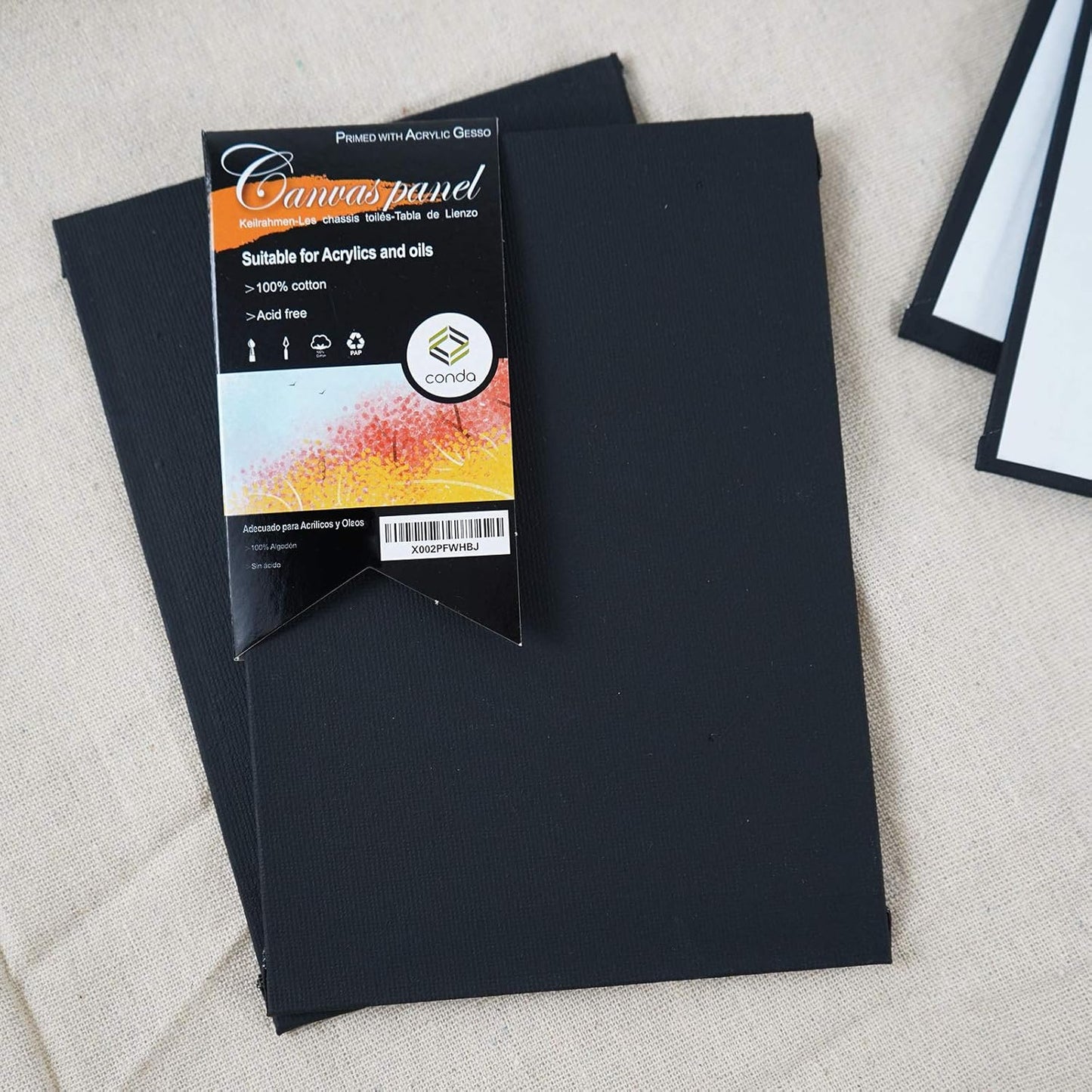 CONDA Black Canvas Panels 5x7 inch, Pack of 14, 100% Cotton Acid-Free, 8 oz Gesso-Primed, Art Boards for Oil & Acrylic Painting