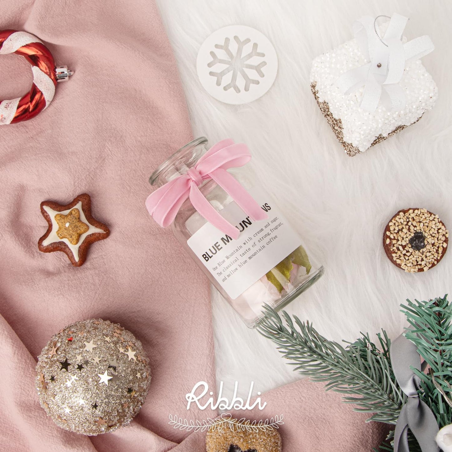 Ribbli Polyester Pearl Pink Velvet Ribbon,3/8 Inches Continuous10-Yard Spool,Christmas Ribbon for Gift Wrapping,Floral Bouquets, Home Decor