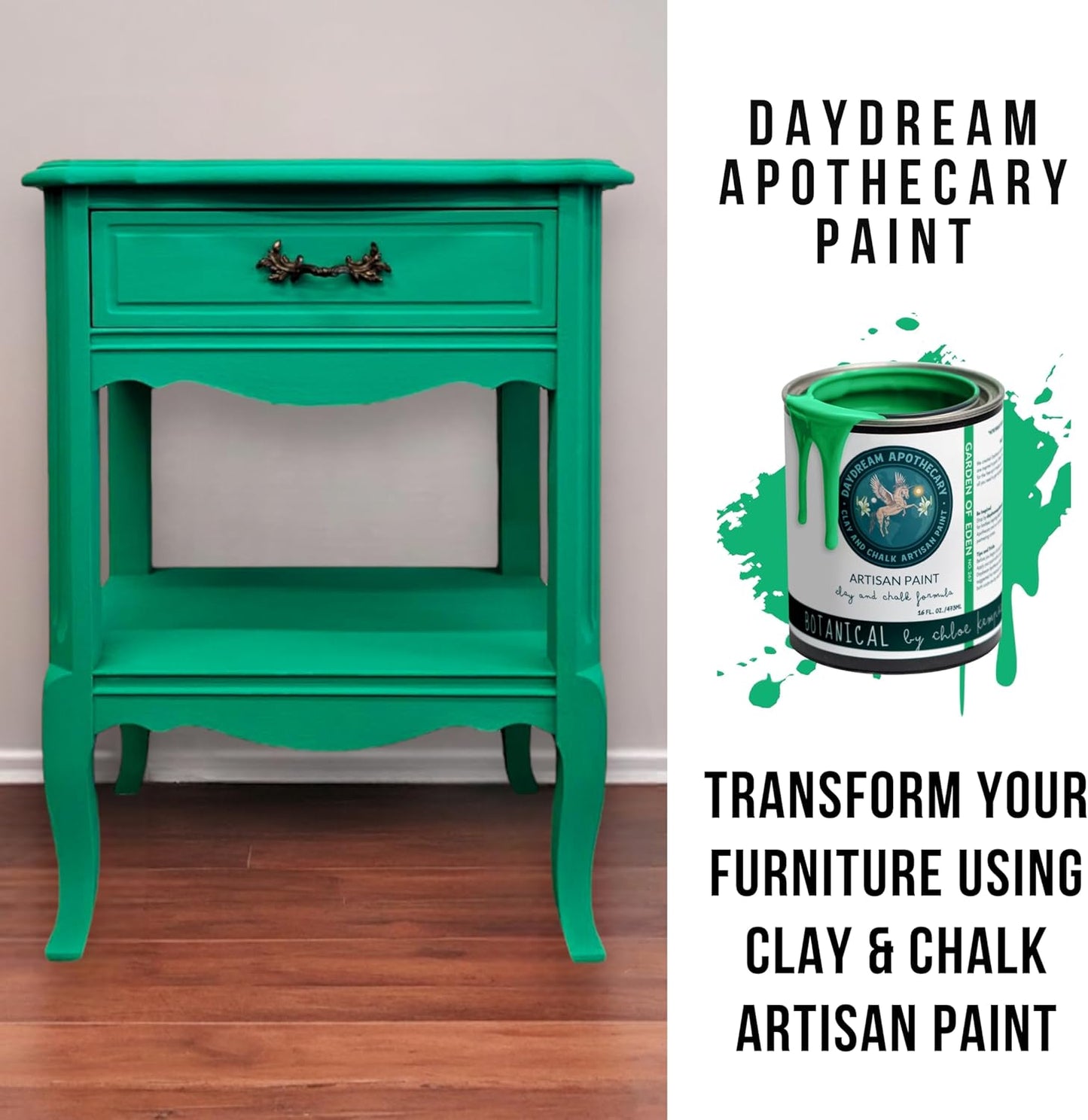Daydream Apothecary Premium Chalk Style Paint for Furniture, Home Décor, Wood, DIY Interior Projects, Quick Dry, No Prep or Prime Needed, Matte Green - 16oz