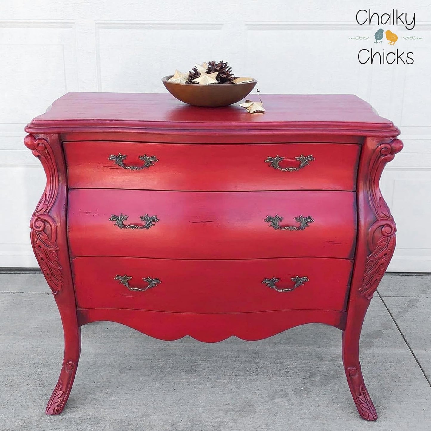 Chalky Chicks All-in-One Chalk Paint for Furniture or Cabinet - 4 Fl Oz - Matte Finish Firecracker (Red) for Metal, Wood Furniture Paint - No Sanding All-in-One for Home Decor & Crafts, USA Made