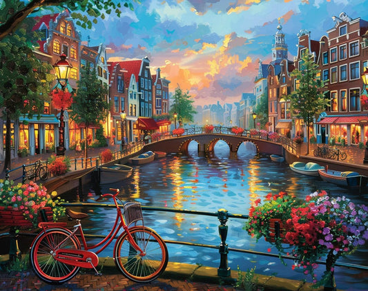 Moohue 14ct Counted Stamped Cross Stitch Kits for Adults City Printed Cross Stitch Patterns Art Crafts Cross Stitch Supplies (Beautiful City)