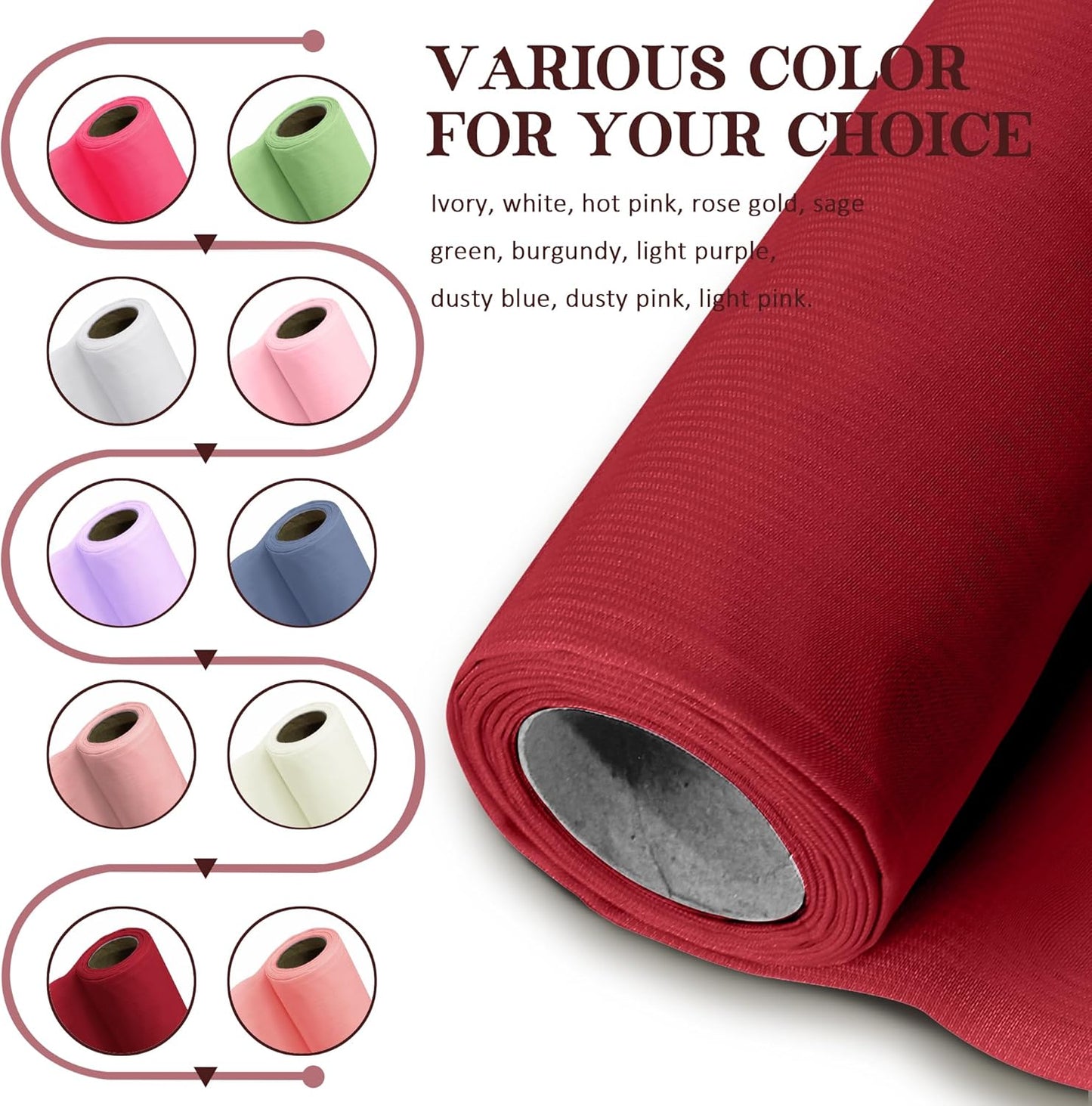 Horbaunal Burgundy Chiffon Fabric by The Yard, 1 Yard Continuous Sheer Fabric 59" Wide Soft Draping Fabric for Wedding Arch Draping Party Backdrop DIY Sewing