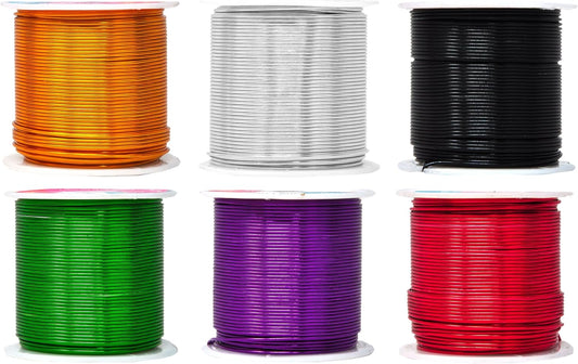 Mandala Crafts 18 Gauge Anodized Aluminum Craft Wire for Jewelry Making - 450 FT Colored Flexible Silver Black Gold Purple Red Kelly Green Wire - Bendable for Bonsai Armature Crafting Sculpting