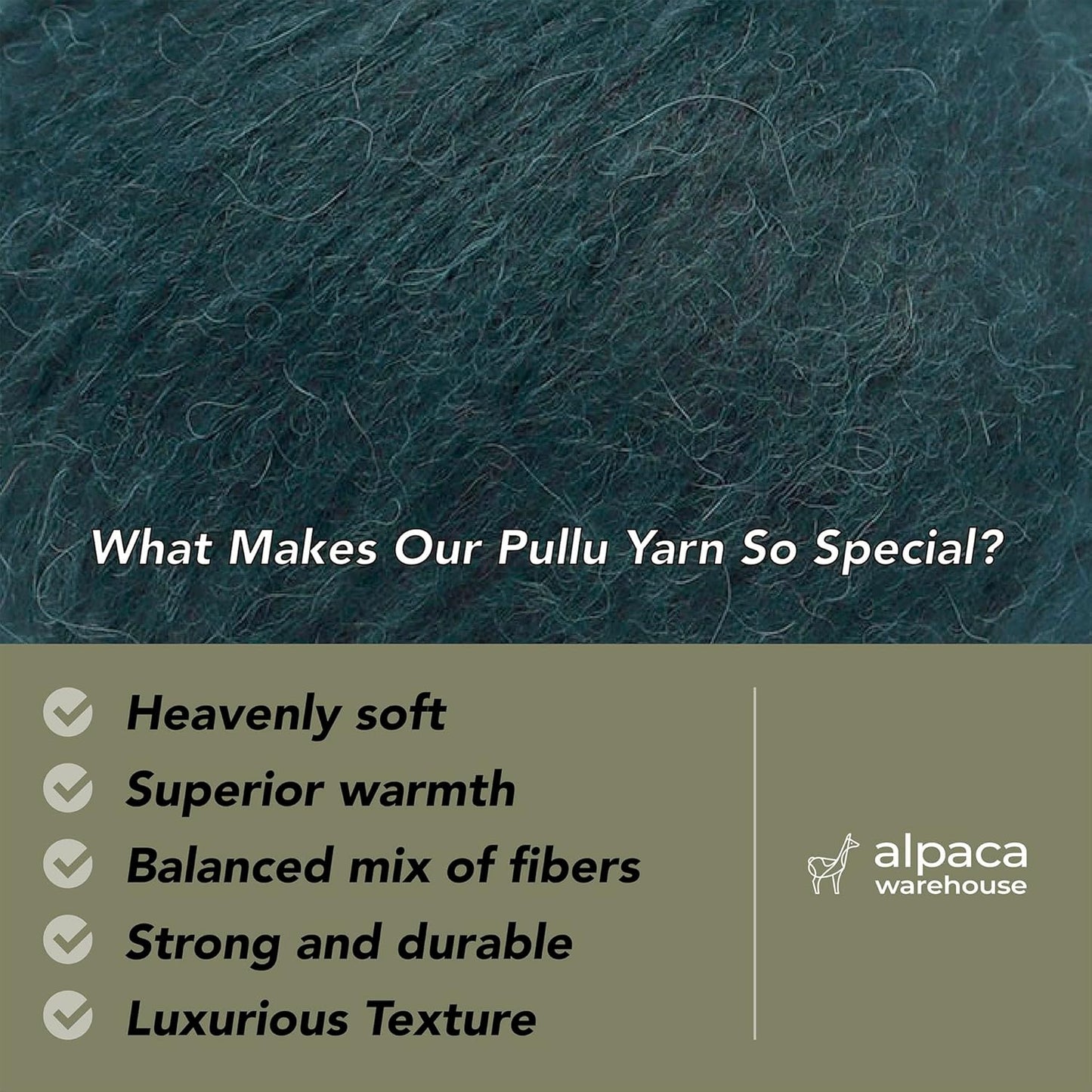 Pullu - Baby Alpaca Merino Wool Yarn Set of 3 Skeins (150 Grams) Worsted Weight - Sourced Directly from Peru - Heavenly Soft and Perfect for Knitting and Crocheting (Emerald Green)