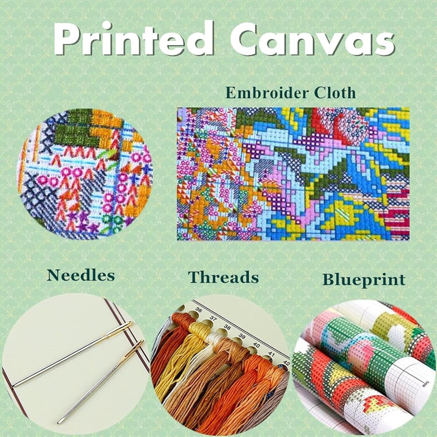 Joyhoor Cross Stitch Kits for Beginners Stamped Cross-Stitch Supplies Needlework preprint Embroidery Kits for Adults DIY Needlepoint Kits Embroidery Patterns 11CT-Rainbow Wolf 16x20 inchs