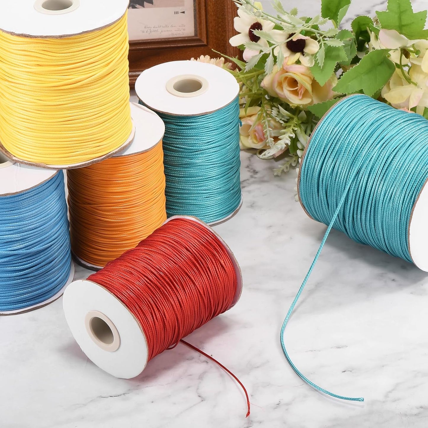 MECCANIXITY Waxed Cord 2mm Waxed Polyester Cord 11 Yard Wax String for Bracelet Making,Necklaces, Beading,Jewelry Making and DIY Crafts(Dark Coffee)