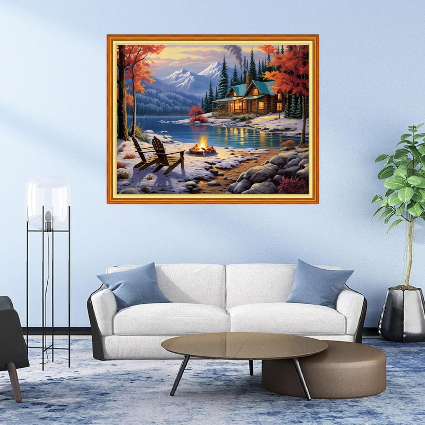 DMCVIVR Stamped Cross Stitch Kits for Adults Beginners Embroidery Kits 11CT Needlepoint Kits Cross Stitch Patterns Embroidery Patterns& Night Scenery 16x20 inch