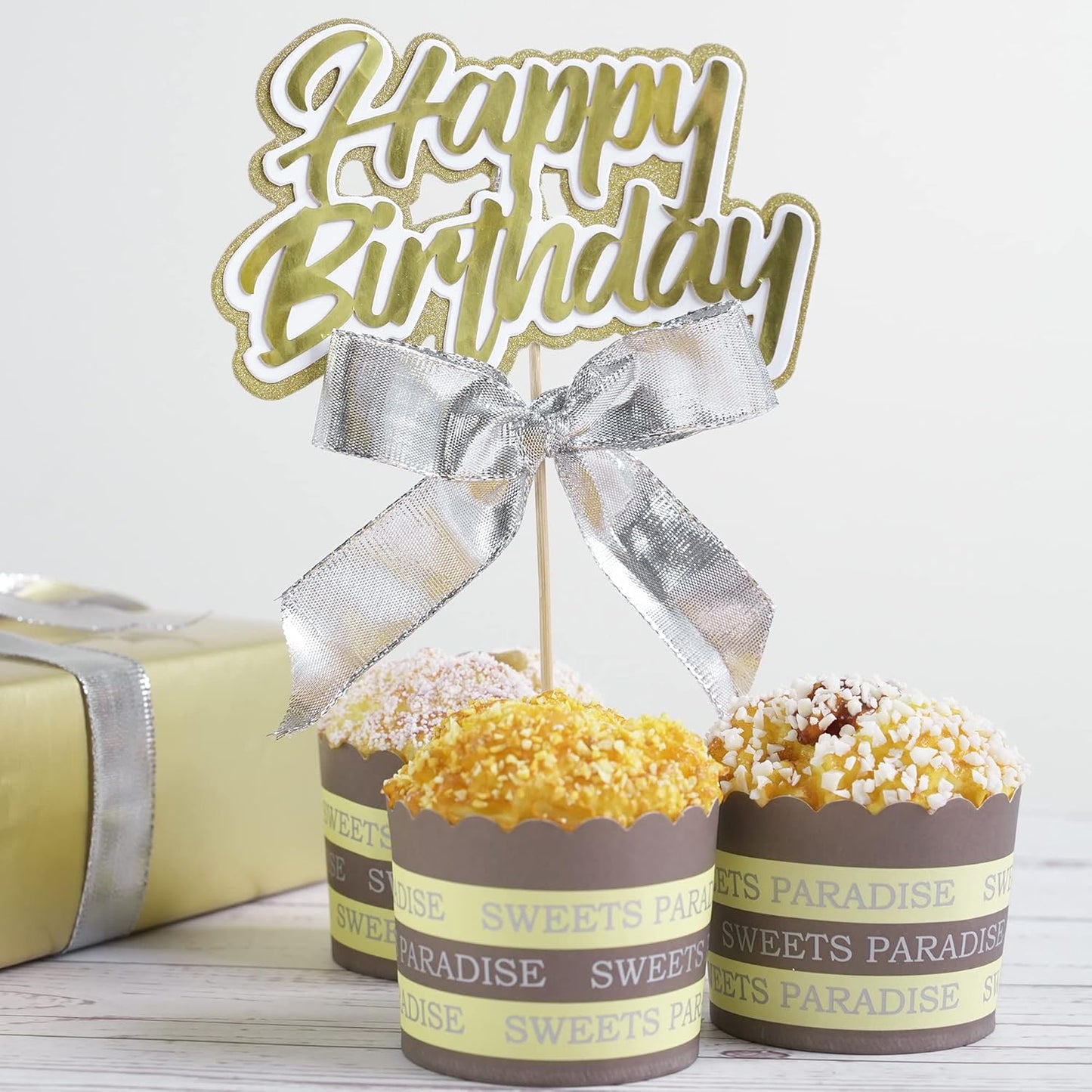 MEEDEE Silver Wired Woven Metallic Ribbon - 1 inch Silver Wired Ribbon for Gift Wrapping, Gift Bows, DIY Crafts, Graduation Baskets, Wedding, Party Decorations (25 Yards)