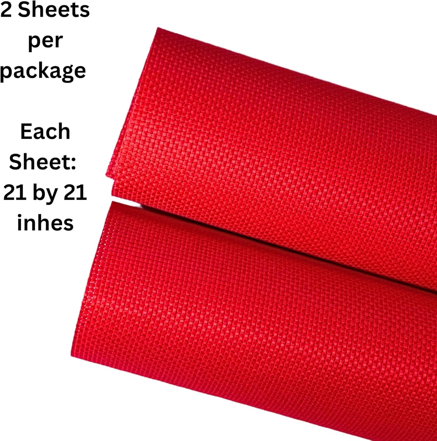 2 Sheets of Red 11 Count Aida Cloth – 21 x 21 Inch Pre-Cut Fabric Squares – Cross Stitch Fabric – 100% Cotton – Ideal for Needlework & Embroidery – The Knotty Unicorn
