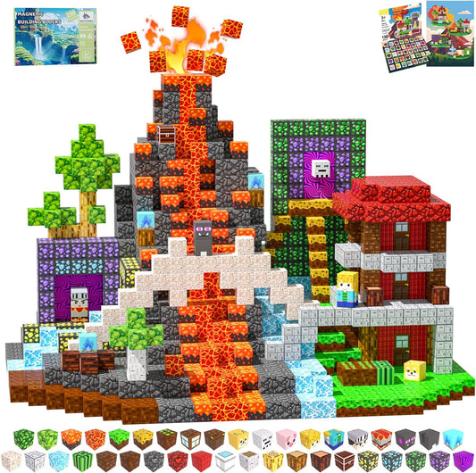Magnetic Blocks, 150PCS Magnetic Building Blocks, Stacking Magnets for Kids, Sensory Toy for STEM Constructions Magnet Blocks for Boys Girls Age 3+, Christmas Birthday Gifts