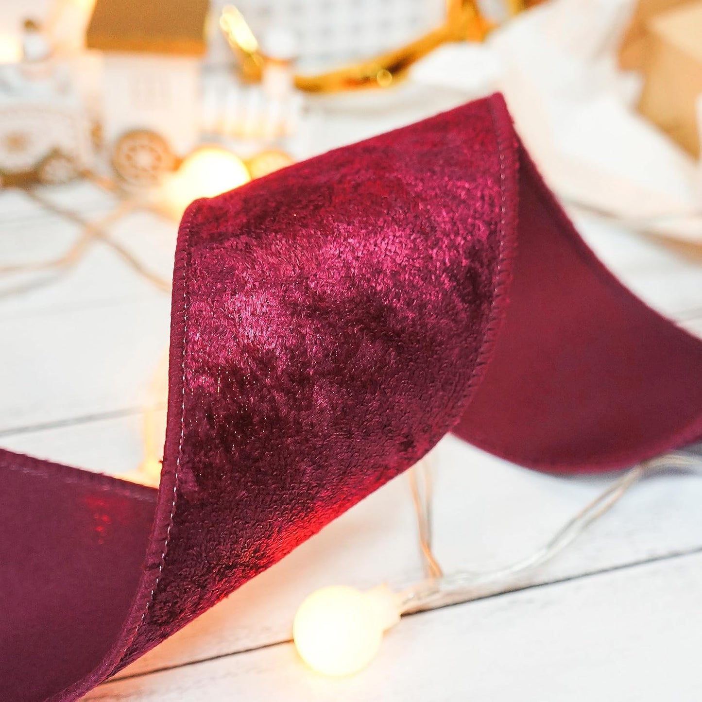 Wine (Burgundy) Velvet Ribbon 2.5 Inch x 10 Yards for Christmas Tree Topper Home Decoration Wreath Gift Wrapping DIY Craft