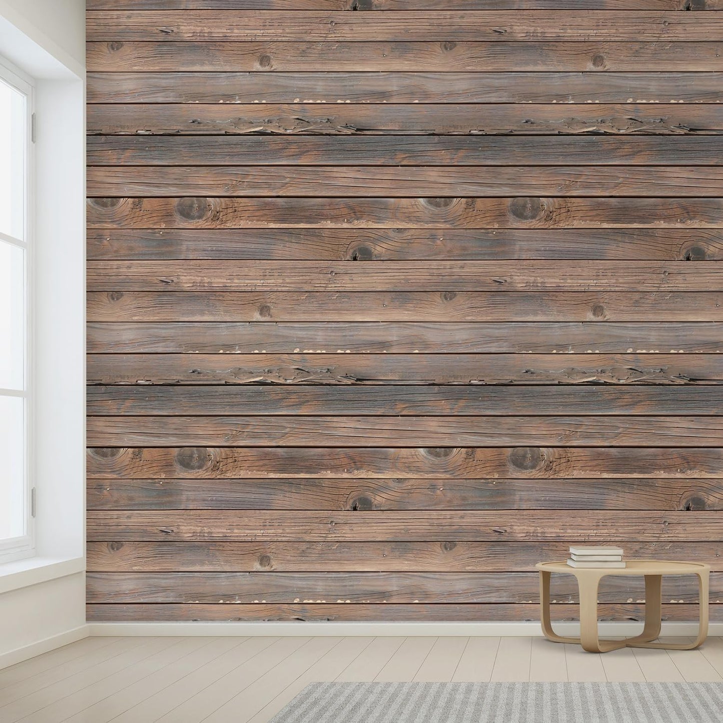 wall26 Horizontal Brown Vintage and Retro Wood Textured Paneling, Wall Mural, Removable Wallpaper, Home Decor - 120x144 inches